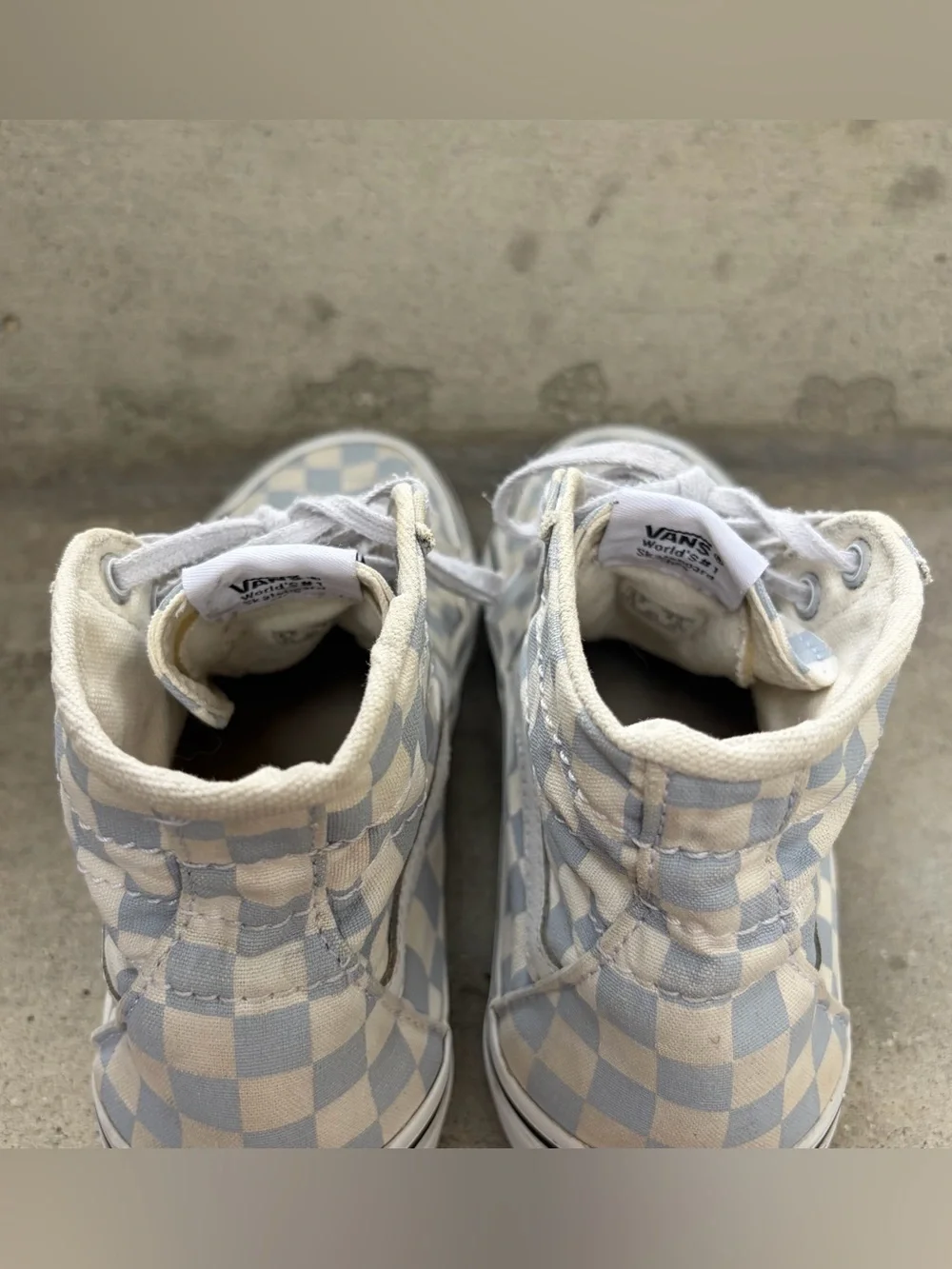 Vans Checkerboard Sk8-hi Tapered High Top Sneakers Zen Blue & True White - Picture 4 of 9